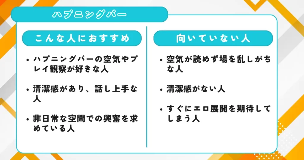 ハプニングバー　おすすめな人向いていない人