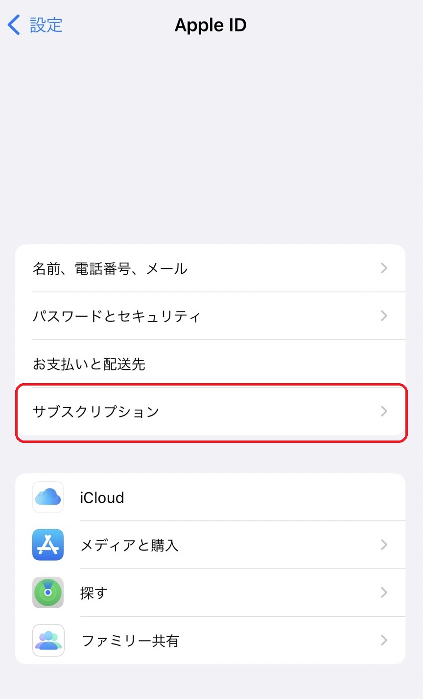 サブスクリプションをタップ