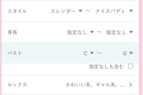 ワクワクメール　スタイル　　　バスト　ルックス